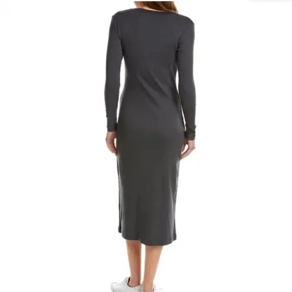 NWT Standard James Perse Sage Green V Neck Ribbed Knit MIDI Dress Large - Picture 5 of 13